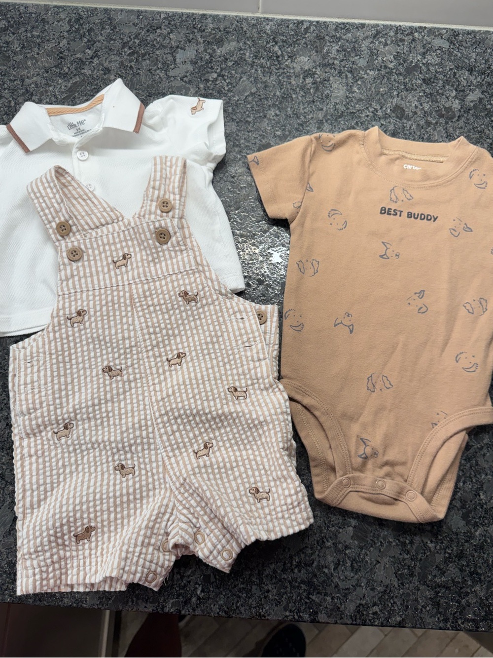 Little Me/Carters 3 piece toddler boy 9 month preppy puppy embroidered outfit